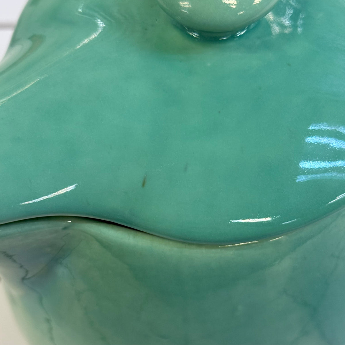 Russel Wright Style Seafoam Green Ceramic Covered Pitcher