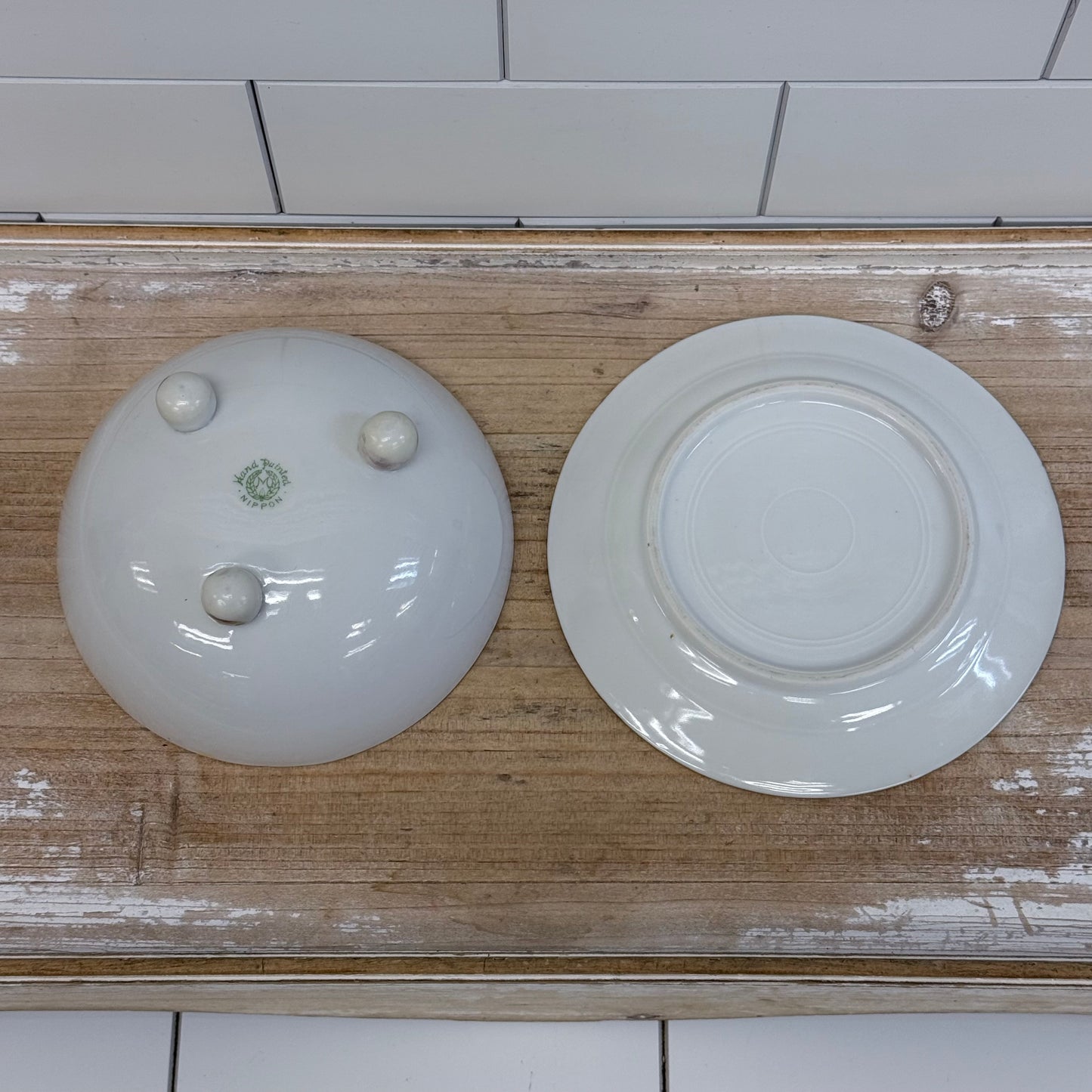 Antique Hand Painted Nippon Condiment Bowl Set