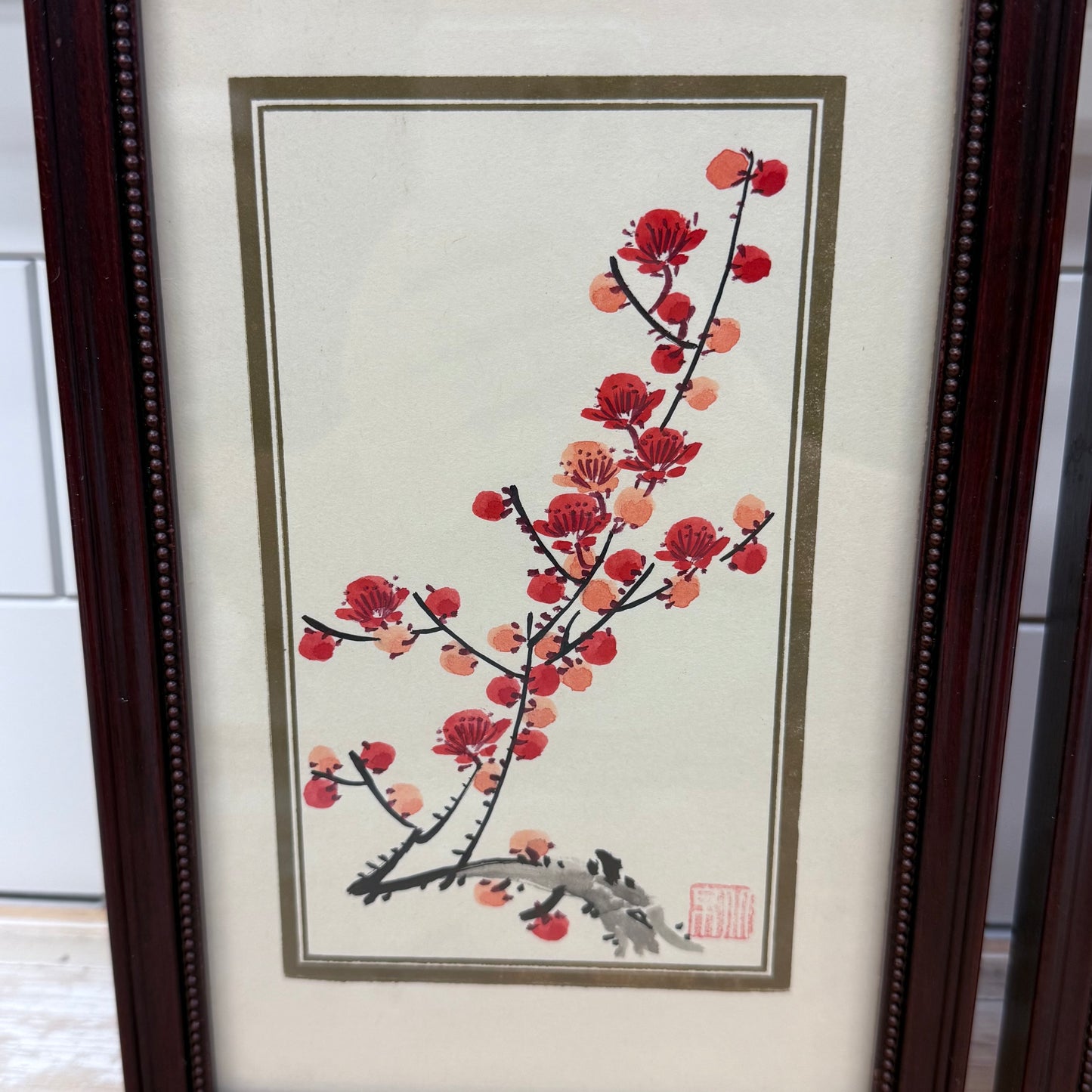 Chinese Plum Blossom Watercolor Prints, Set of 2