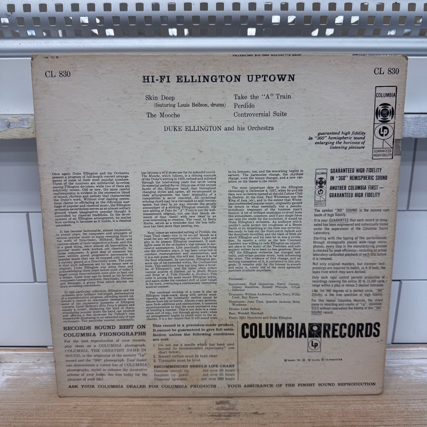 Duke Ellington Hi-Fi Ellington Uptown Vinyl Record 1956 #CL830