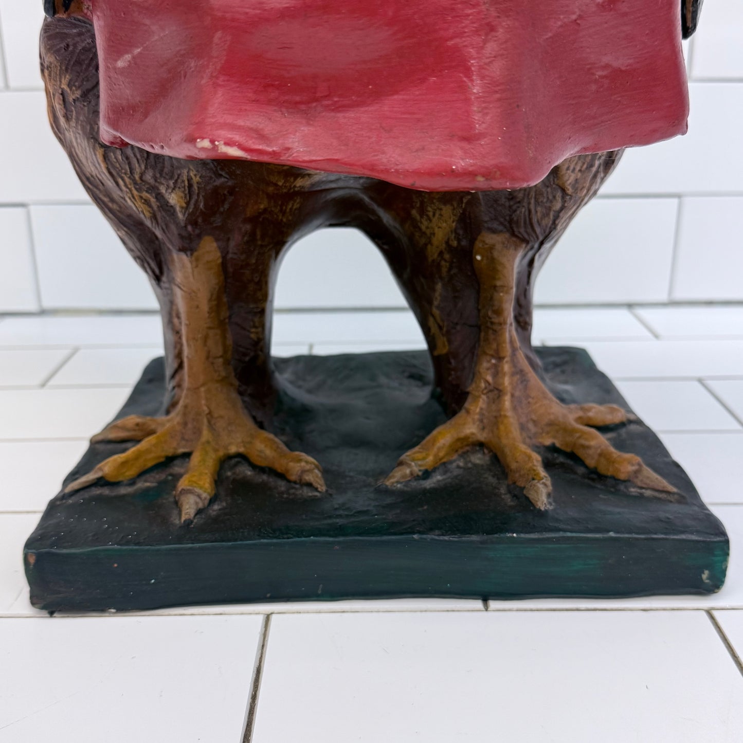 Rooster Waiter Serving Statue Vintage 1980s