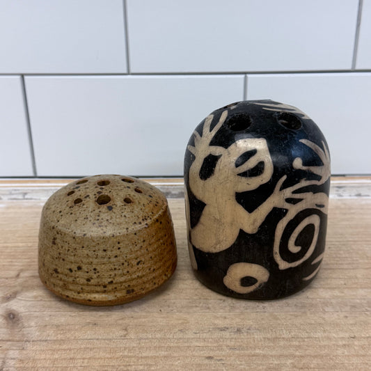Studio Pottery Flower Frog Bud Vases Set of 2 Signed Choi