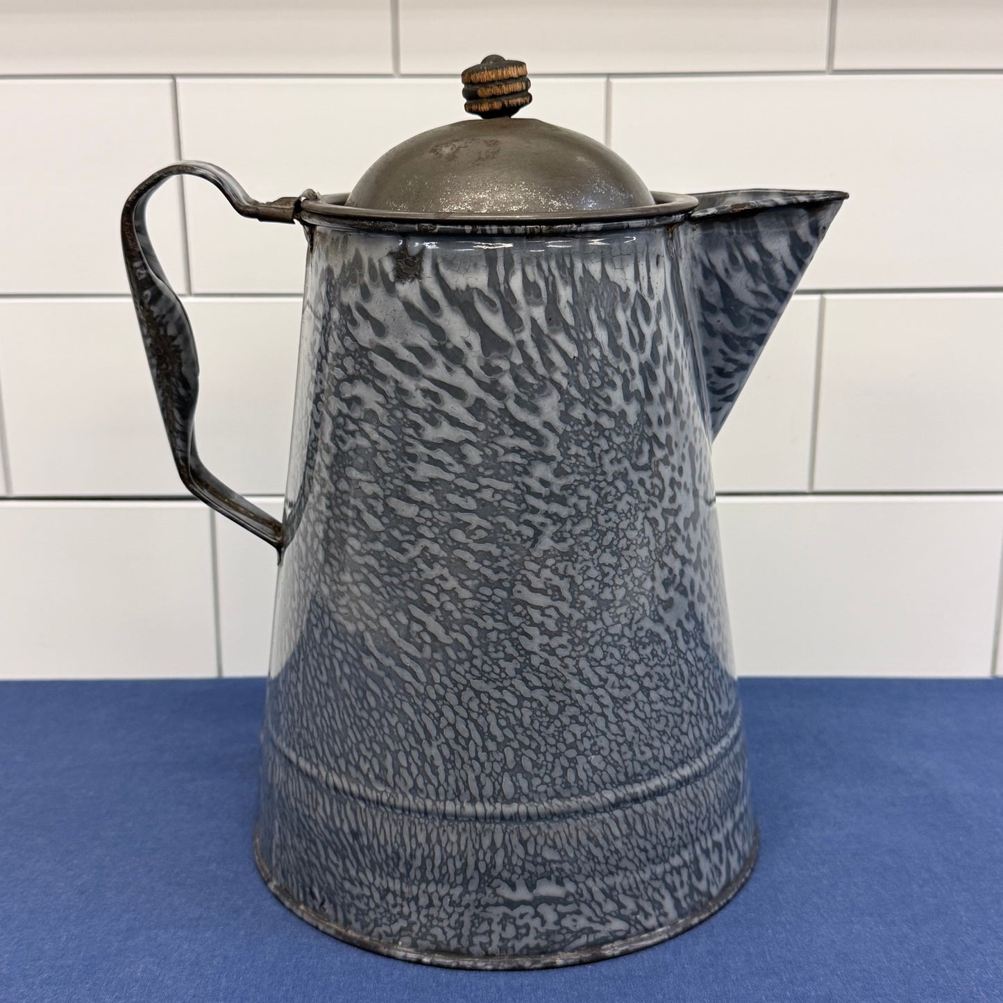 Graniteware Coffee Pot Enamel Camp Kettle Antique 1920s