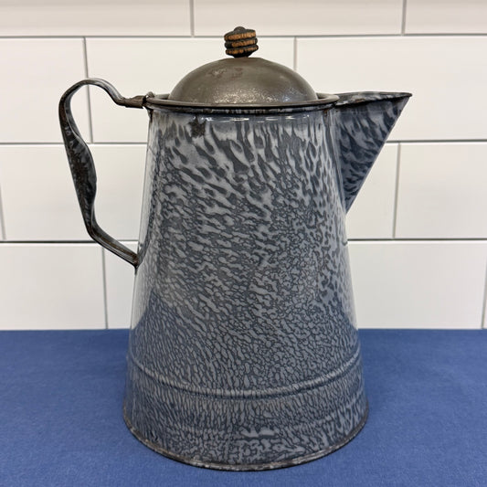Graniteware Coffee Pot Enamel Camp Kettle Antique 1920s