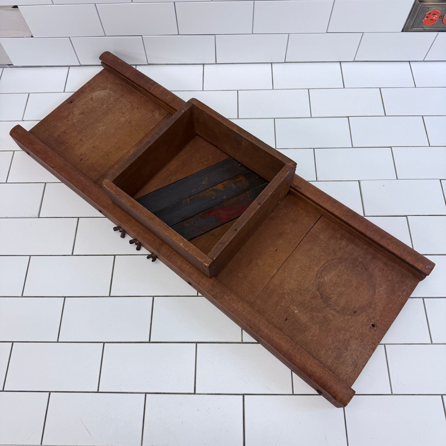 Antique Kraut Cutter Cabbage Slicer with Collection Box