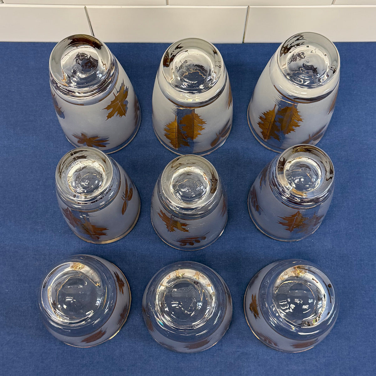 Libbey Golden Foliage Glassware Set of 9 Vintage