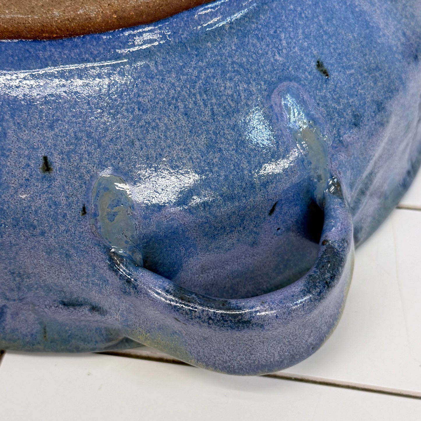 Studio Art Pottery Crystalline Glaze Double Handled Stoneware Bowl