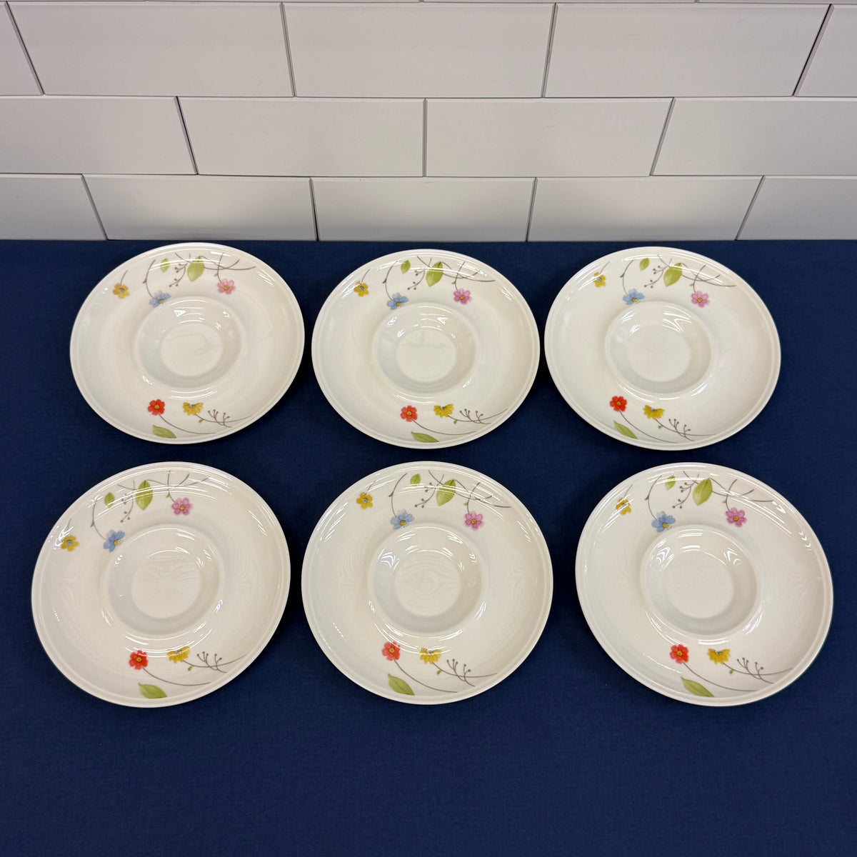 Mikasa Just Flowers Cup & Saucer Set 1980s Service for 6