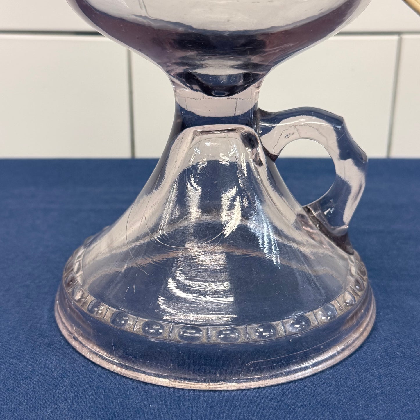 Purple Glass Finger Loop Oil Lamp Electrified c.1900s