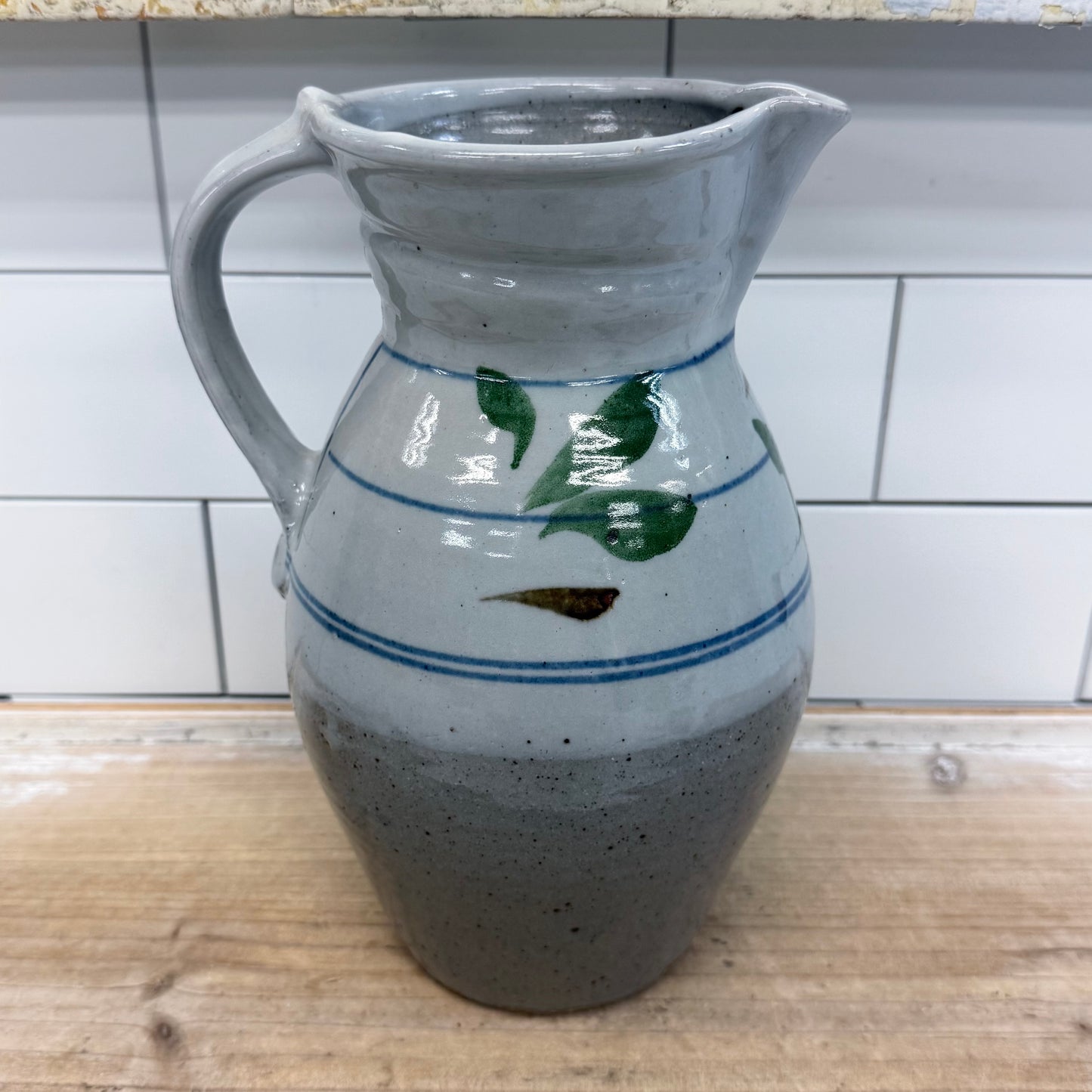 Studio Art Pottery Stoneware Pitcher Signed Handcrafted Vase