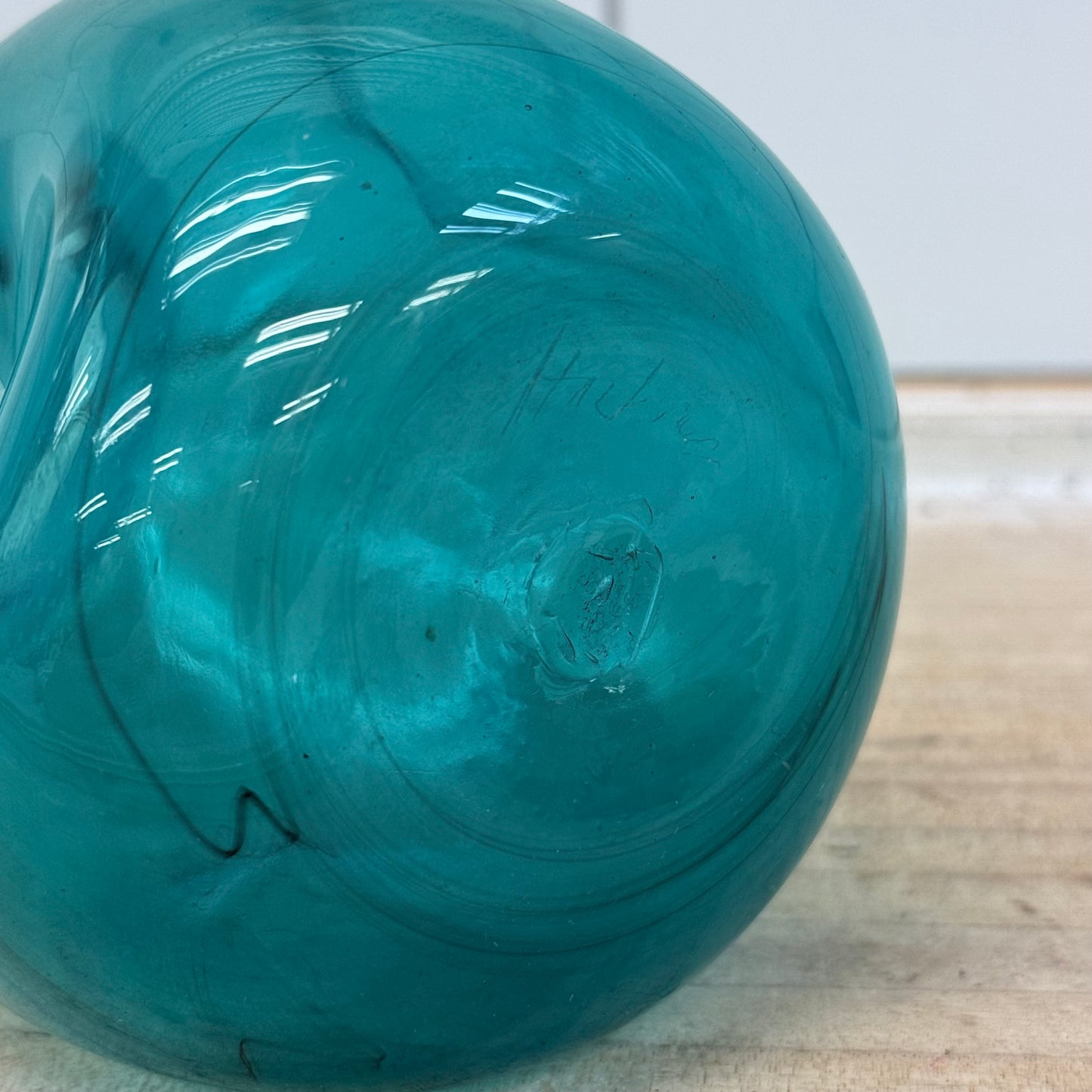 Hand Blown Dimpled Glass Vase, Signed