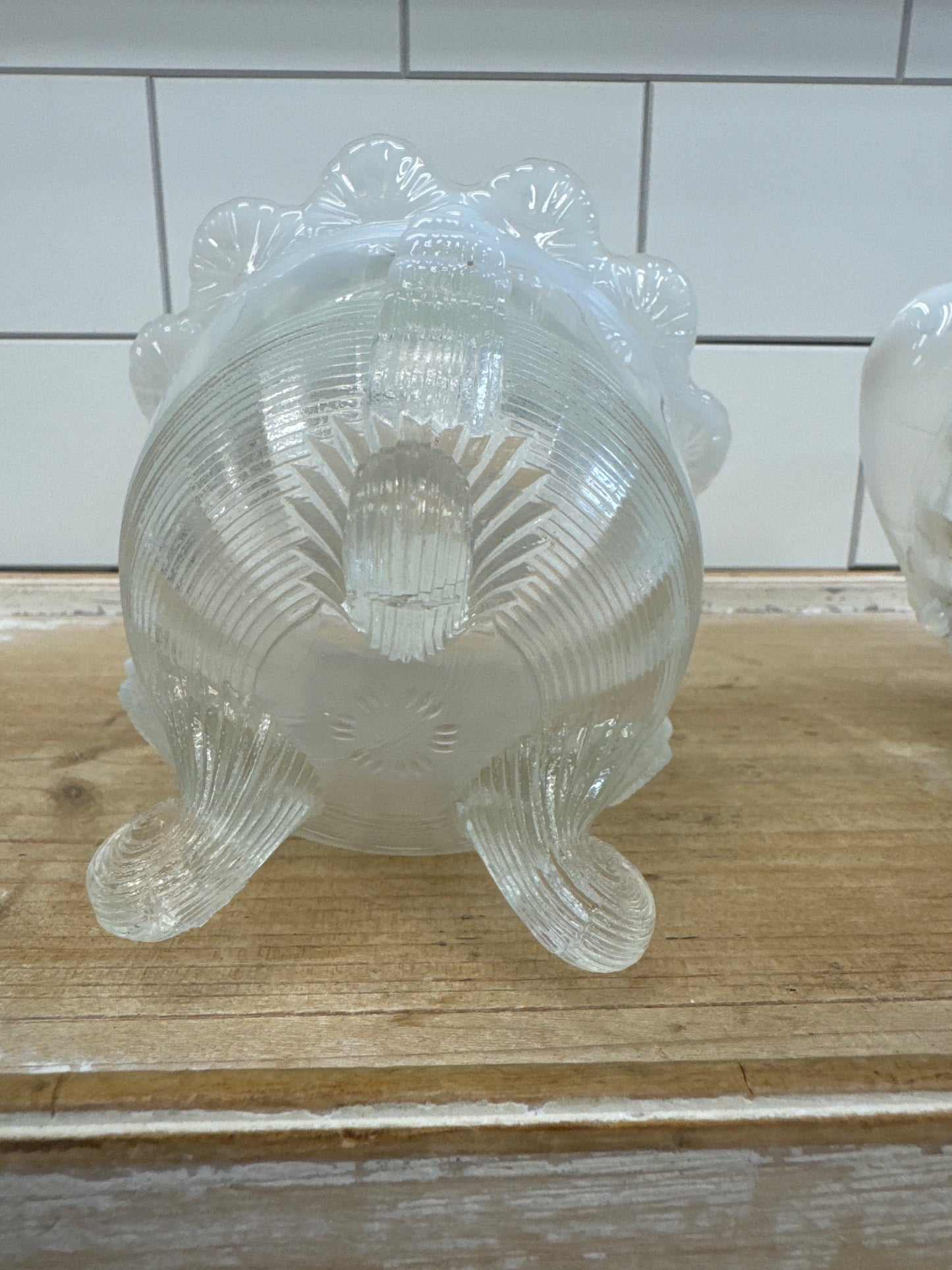 Jefferson Opalescent Glass Creamer & Sugar Bowl Set c1900