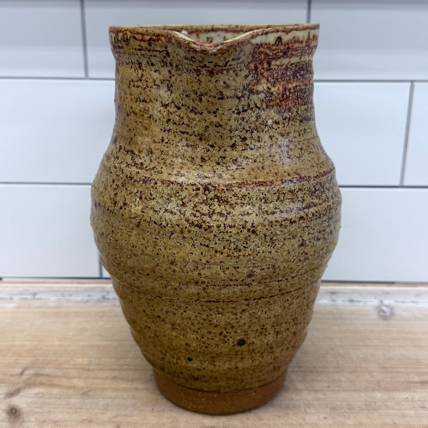 Studio Pottery Stoneware Pitcher Rustic Drip Glaze