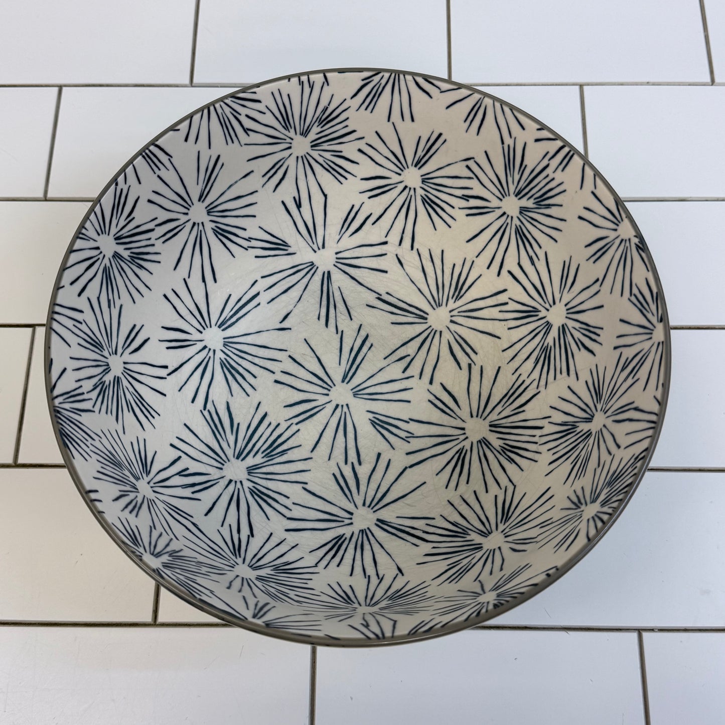 Crate & Barrel Mai Floral Ceramic Serving Bowl