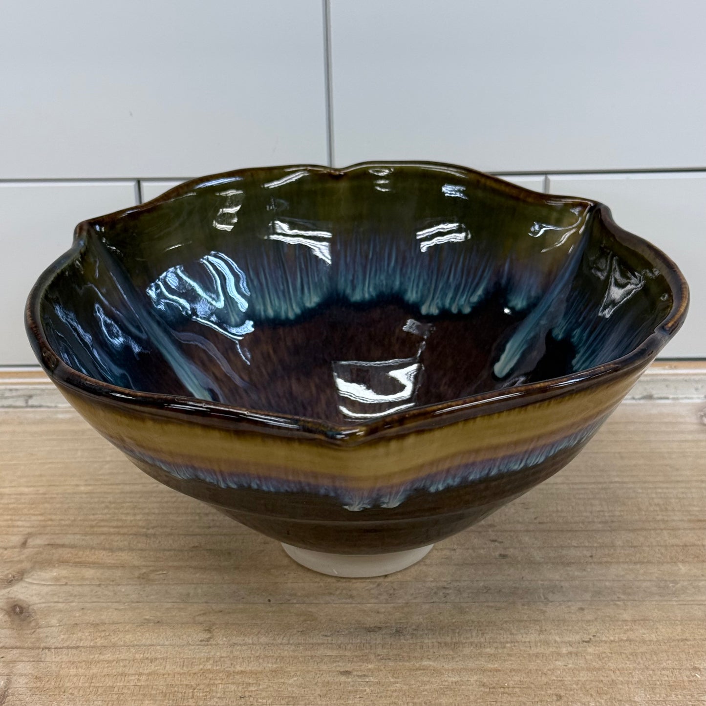 Studio Art Pottery Drip Glaze Ceramic Bowl