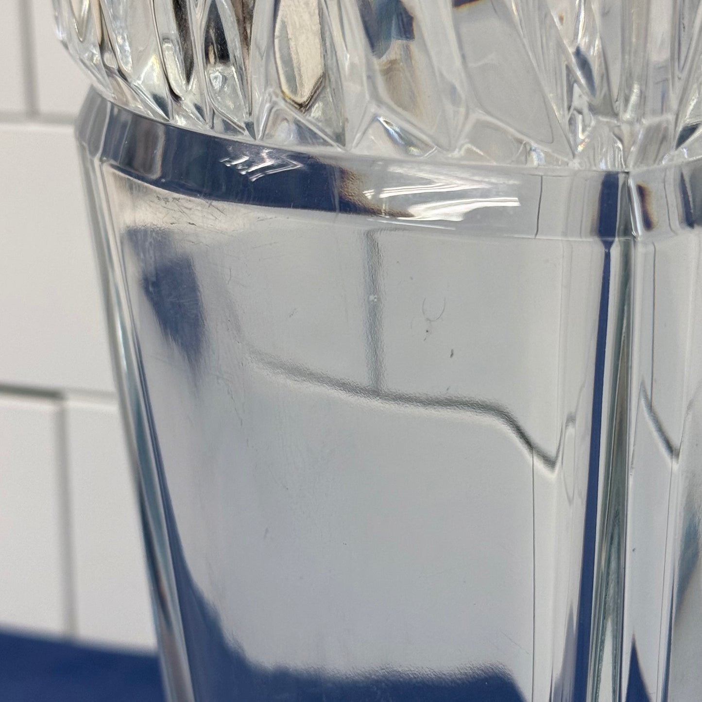 Mikasa Bali Cut Crystal Triangular Vase Modern Geometric Design