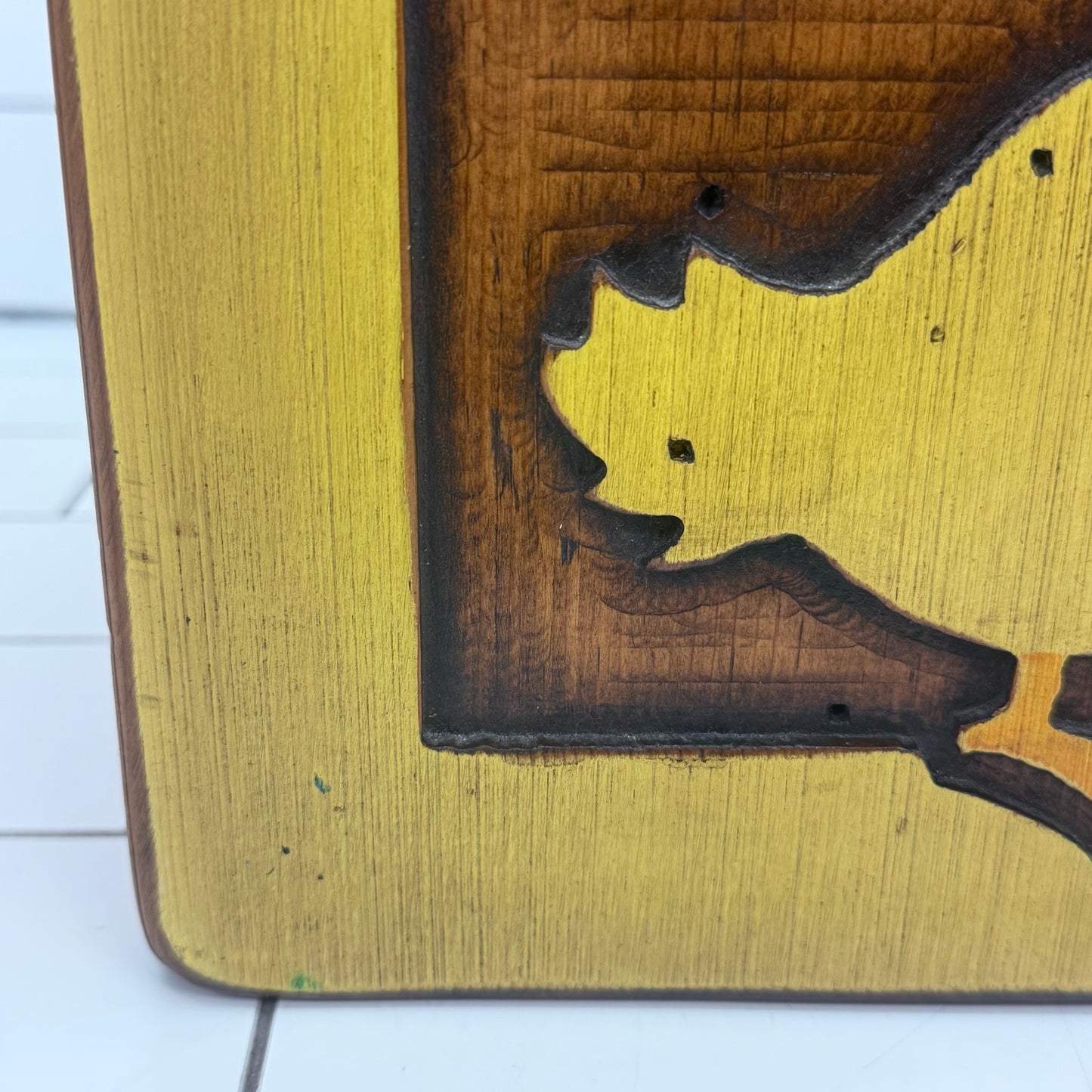 Vintage Folk Art Oversized Alphabet Block Wood Display
