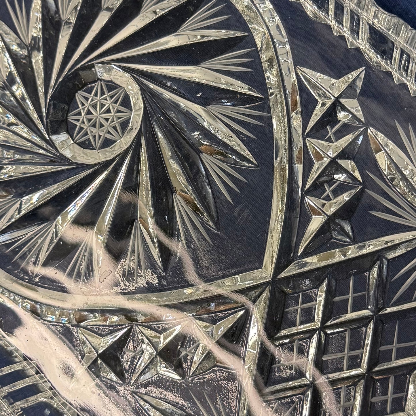 Pinwheel Hobstar Cut Crystal Serving Tray