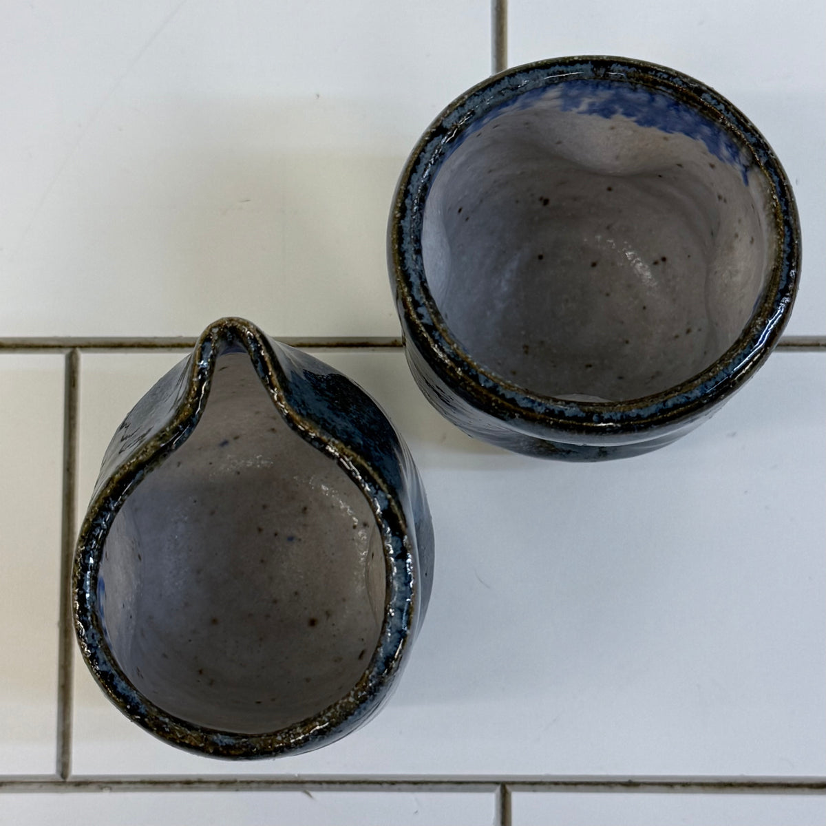 Blue Studio Pottery Stoneware Creamer & Sugar Bowl Set