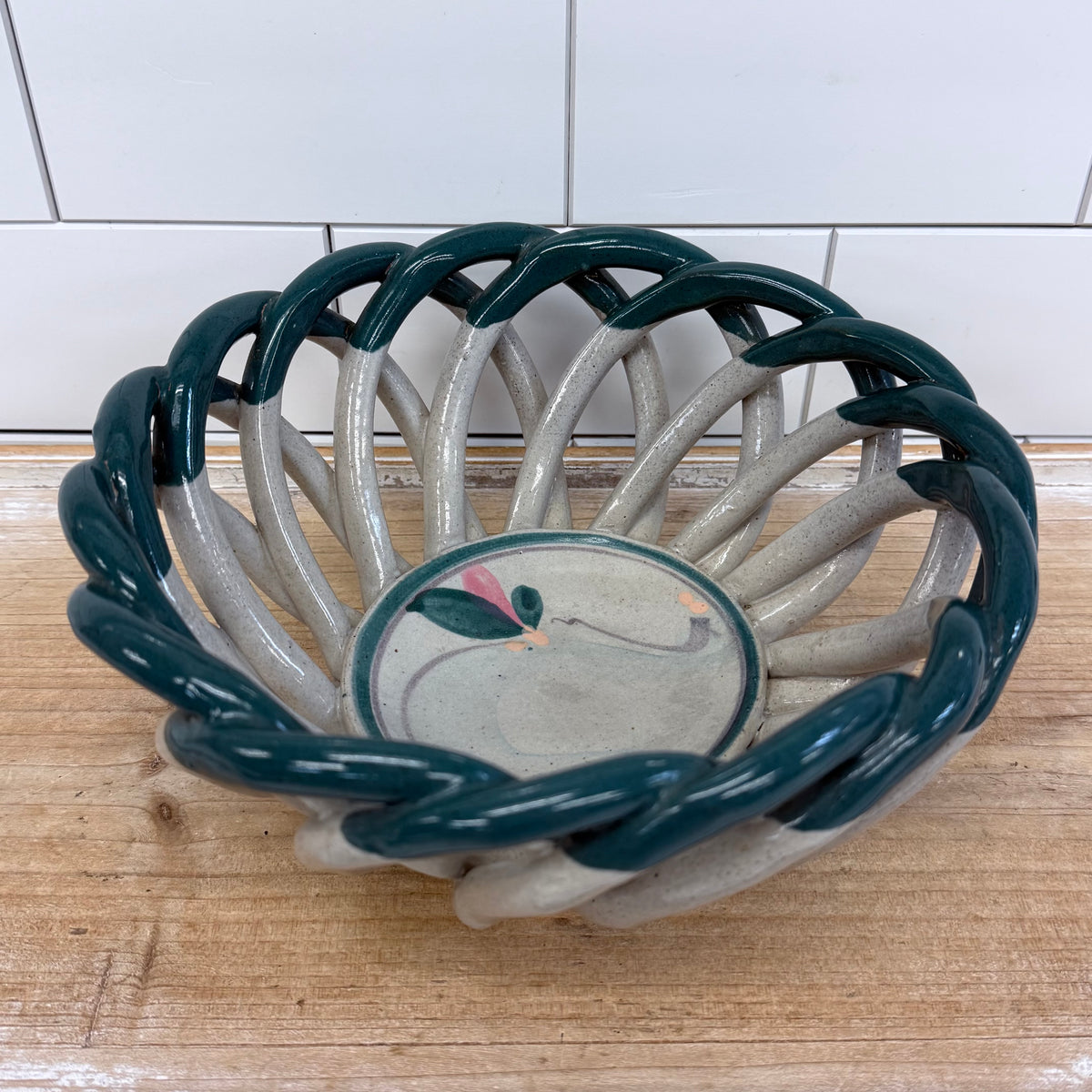 Studio Pottery Woven Ceramic Basket