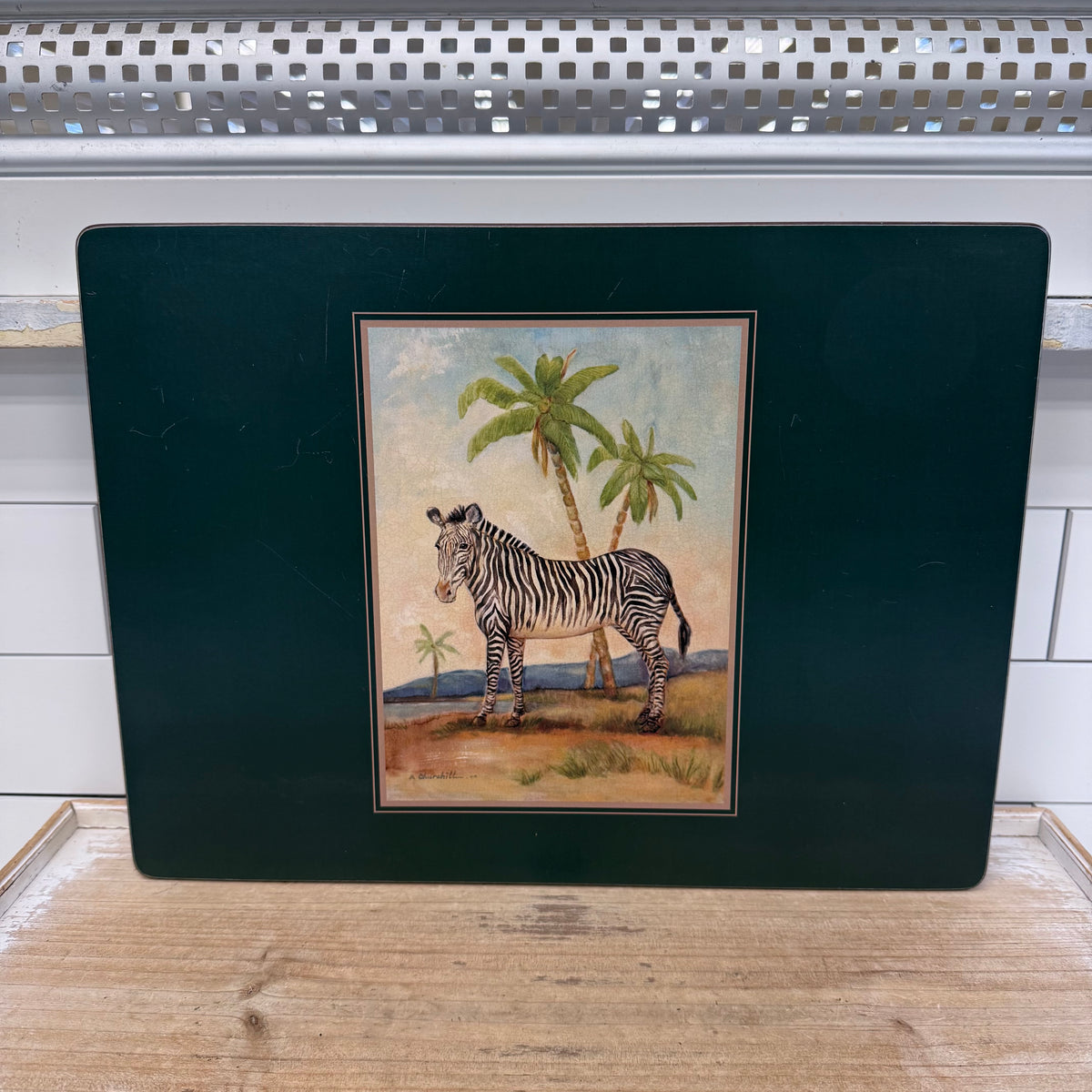 Lady Clare African Animal Green Felt Backed Placemats Set of 4
