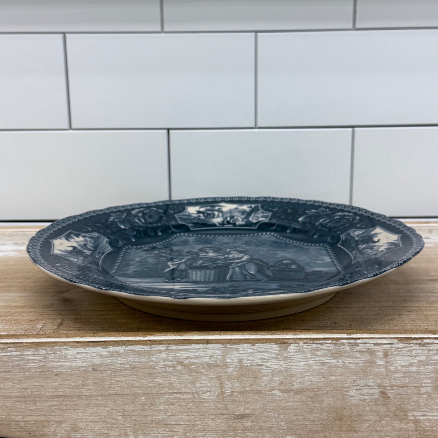 Flow Blue Style Transferware Dinner Plate