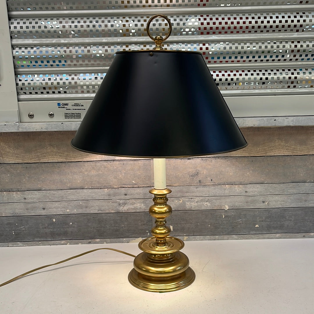 Vintage Brass Candstick Style Toleware Lamp