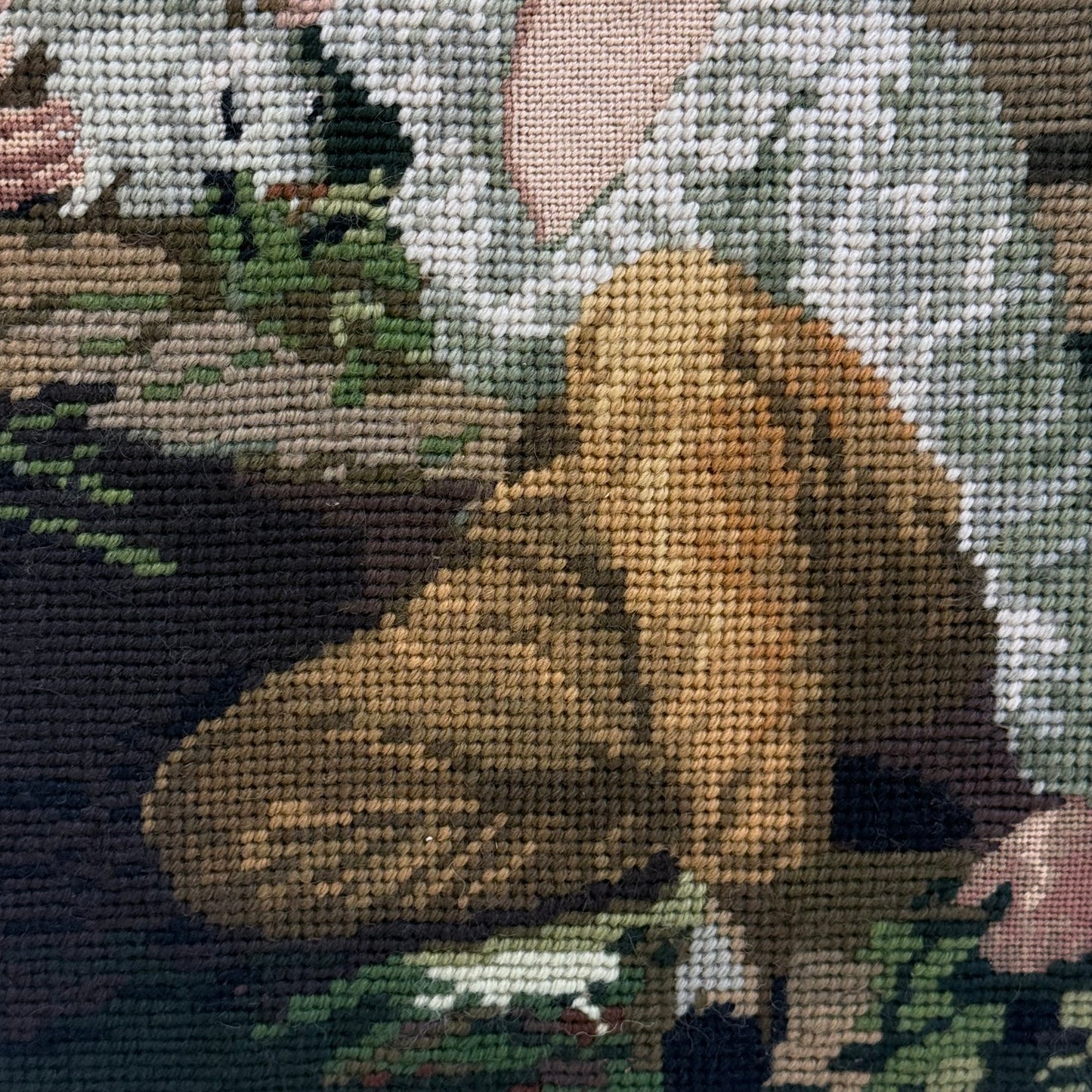 Raeburn Boy with a Rabbit Framed Needlepoint Portrait Art