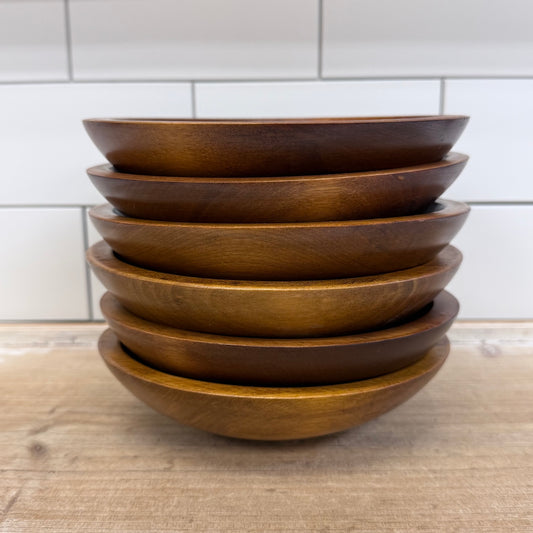 Handcrafted Canadian Wooden Bowls Set of 6 Vintage Rustic