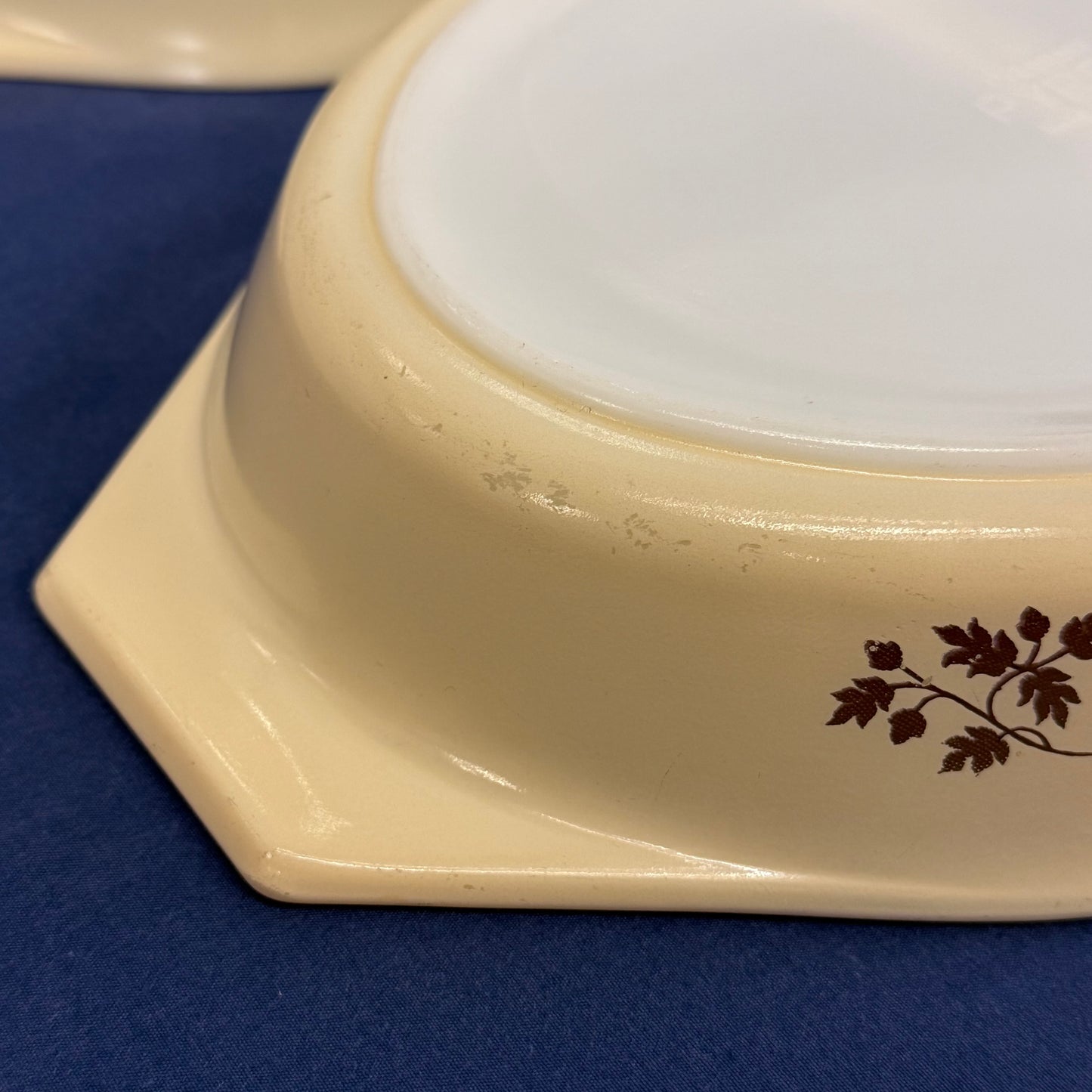 Pyrex Golden Acorn Casserole Dishes Set of 2 Vintage Glass