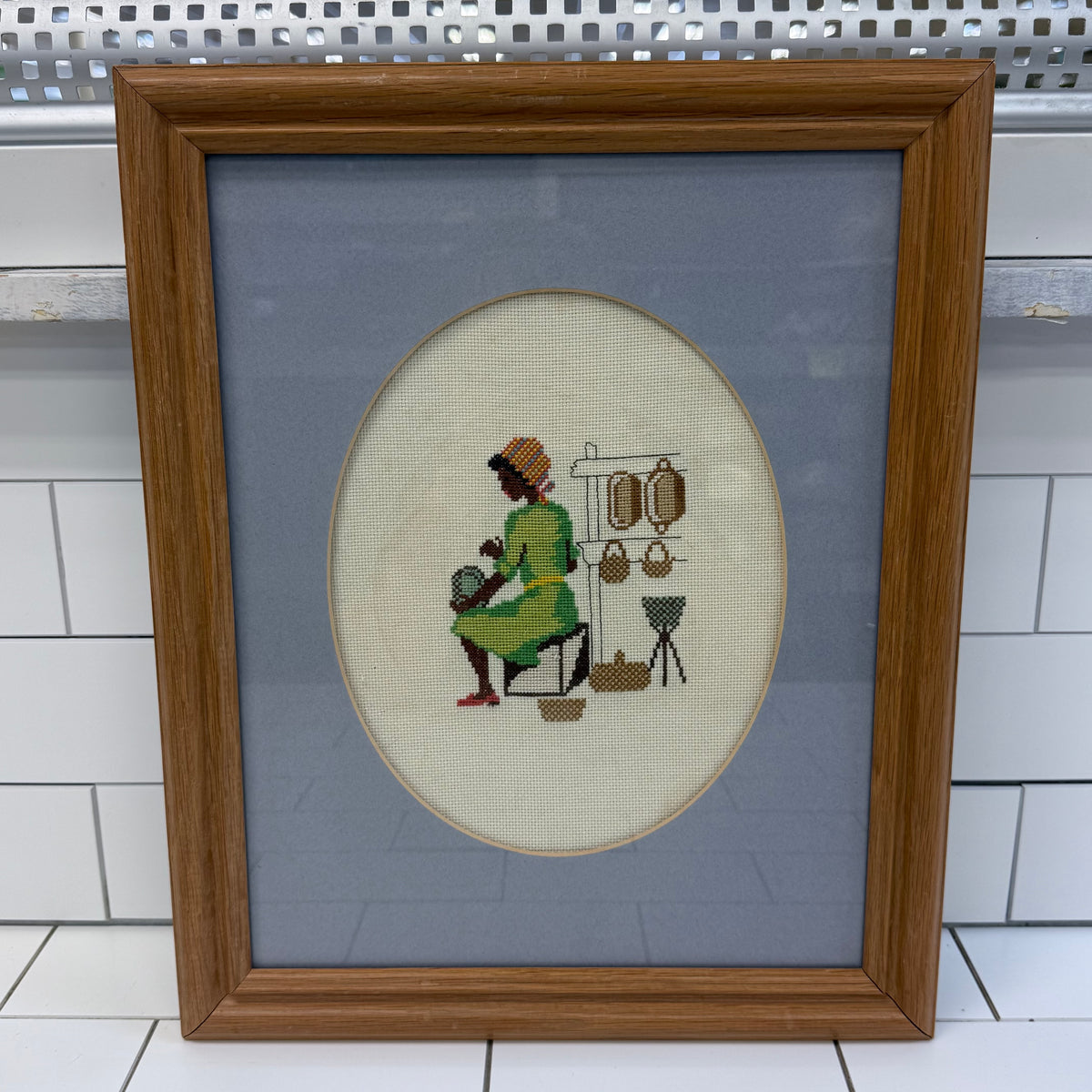 Cross Stitch Woman Needlework Art