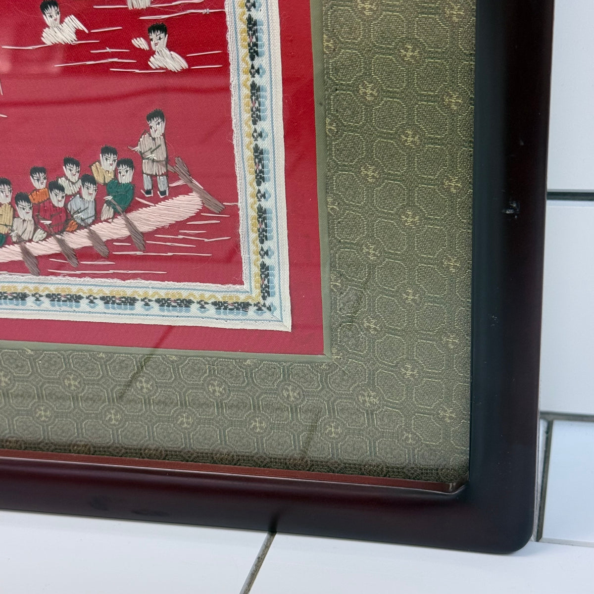 Chinese Dragon Boat Festival Silk Embroidery Framed Art