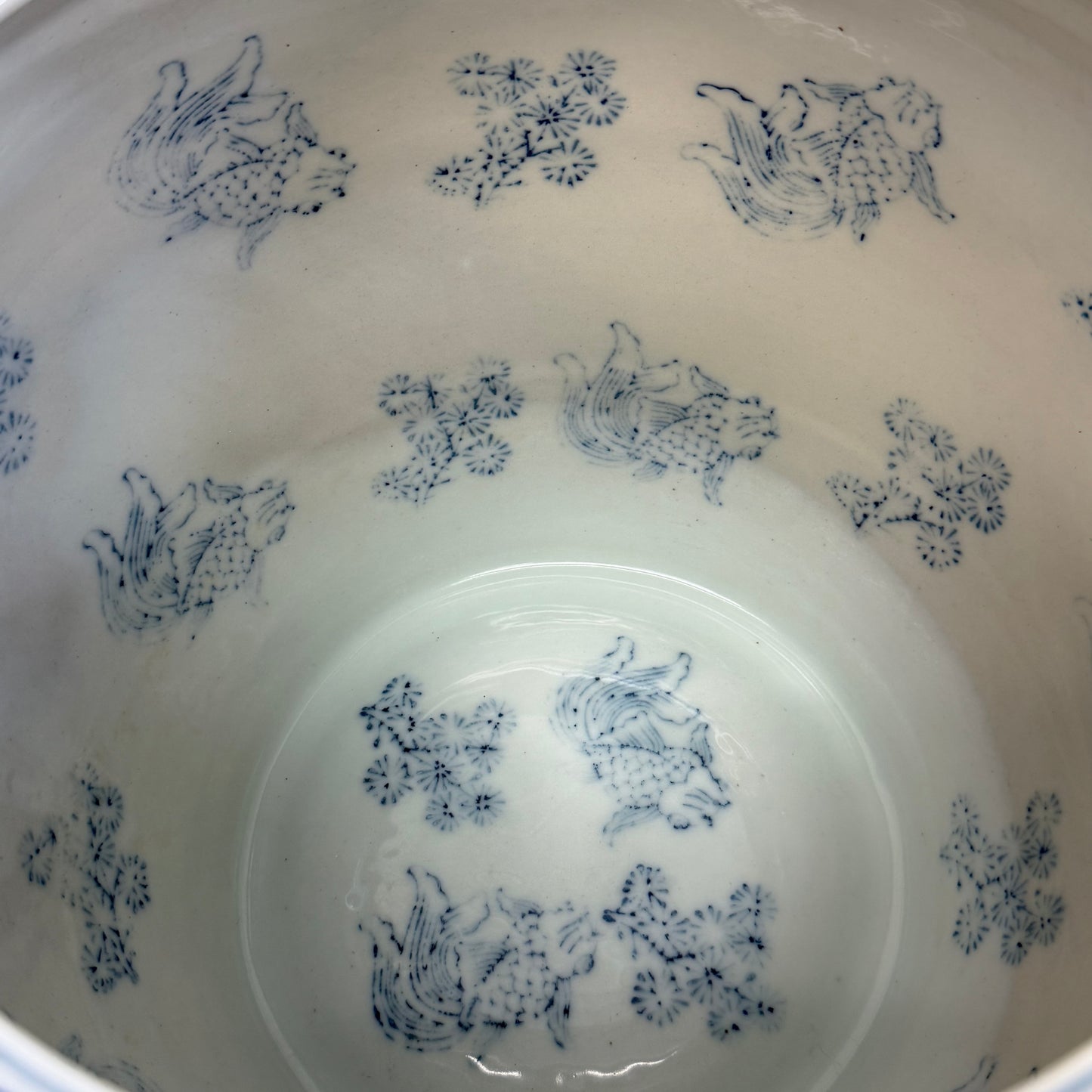 Chinoiserie Blue White Ceramic Planter Cachepot Floral Pot