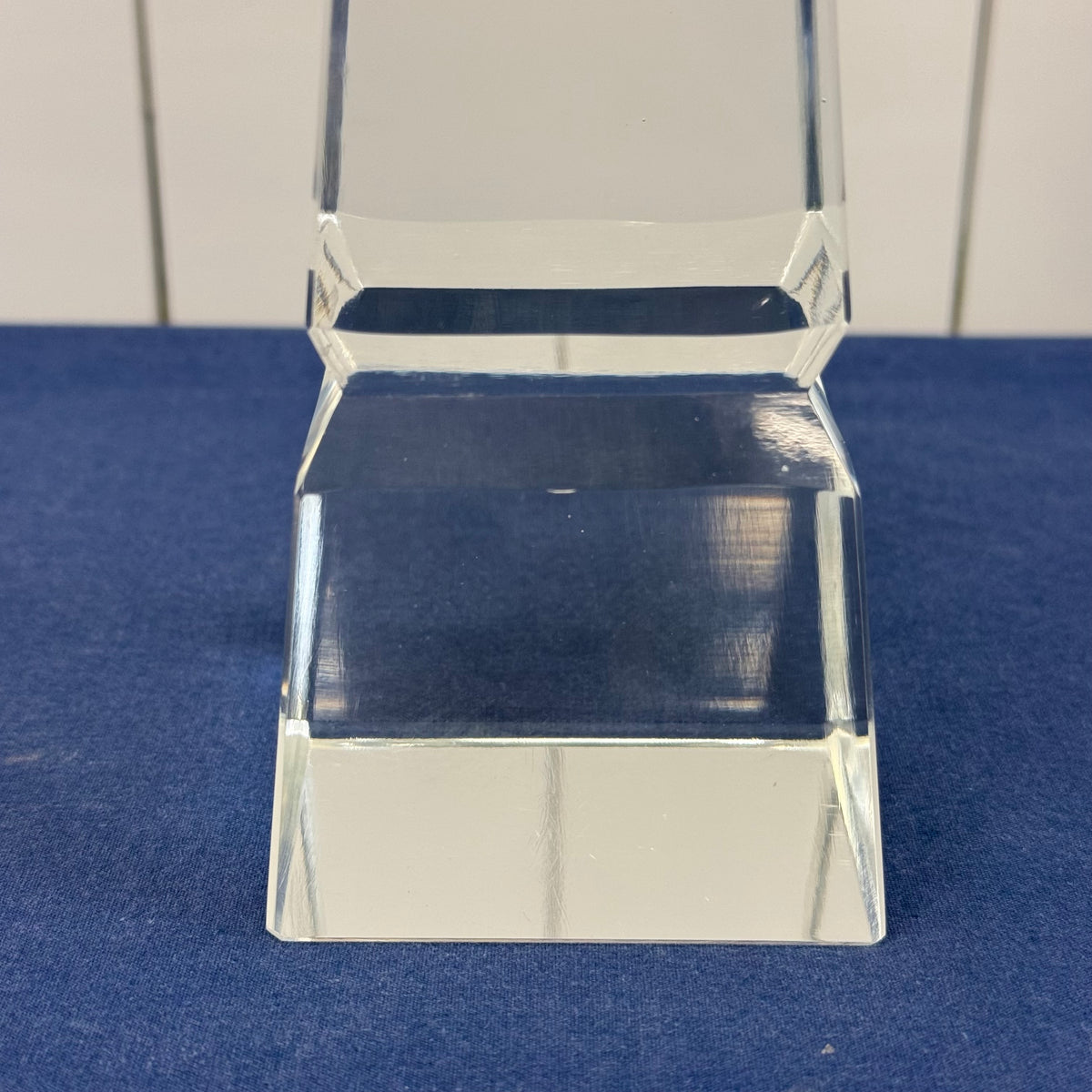 Glass Obelisk Sculpture Faceted Tower Paperweight Desk Decor