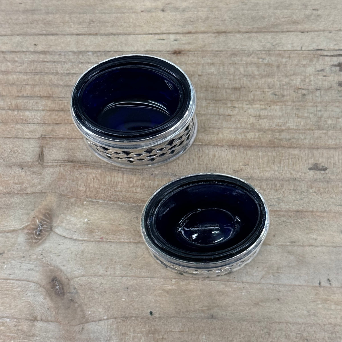 LWL Co EPNS Cobalt Glass Salt Pepper Shakers Set