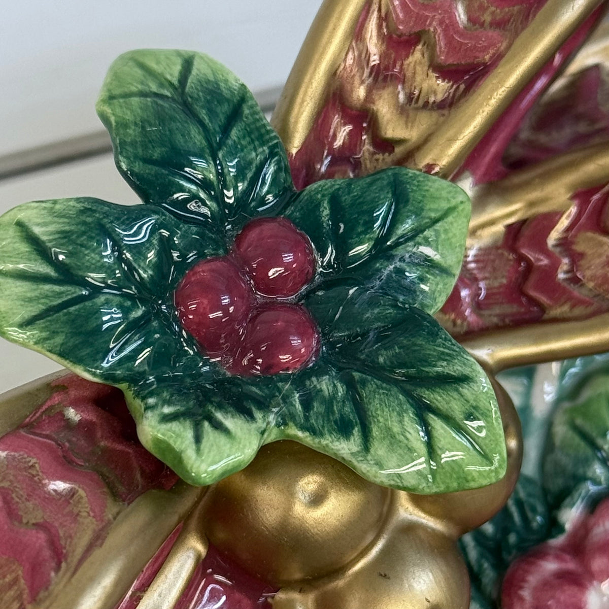 Fitz and Floyd Christmas Wreath Canapé Plates Set of 2
