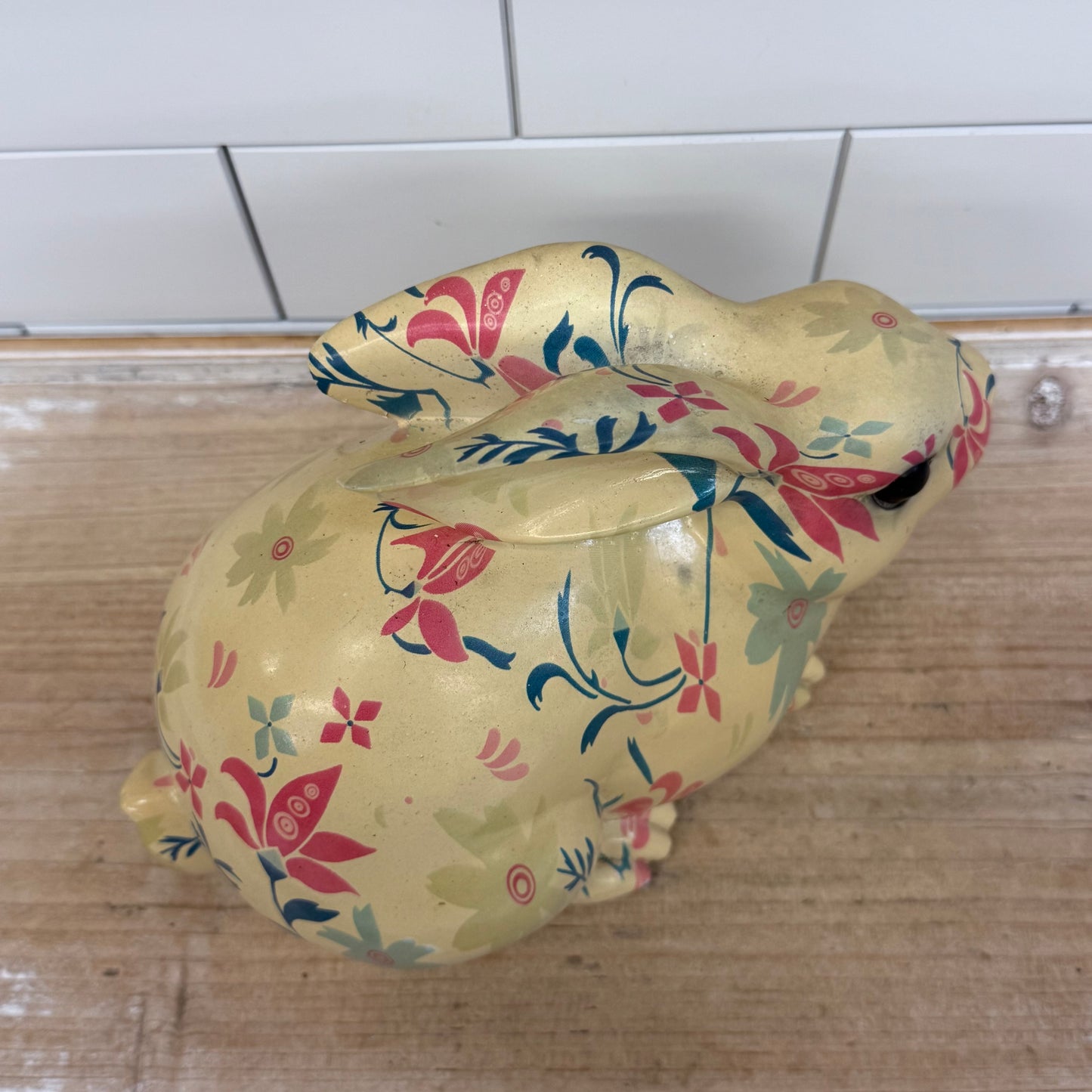 Floral Pattern Ceramic Rabbit Figurine