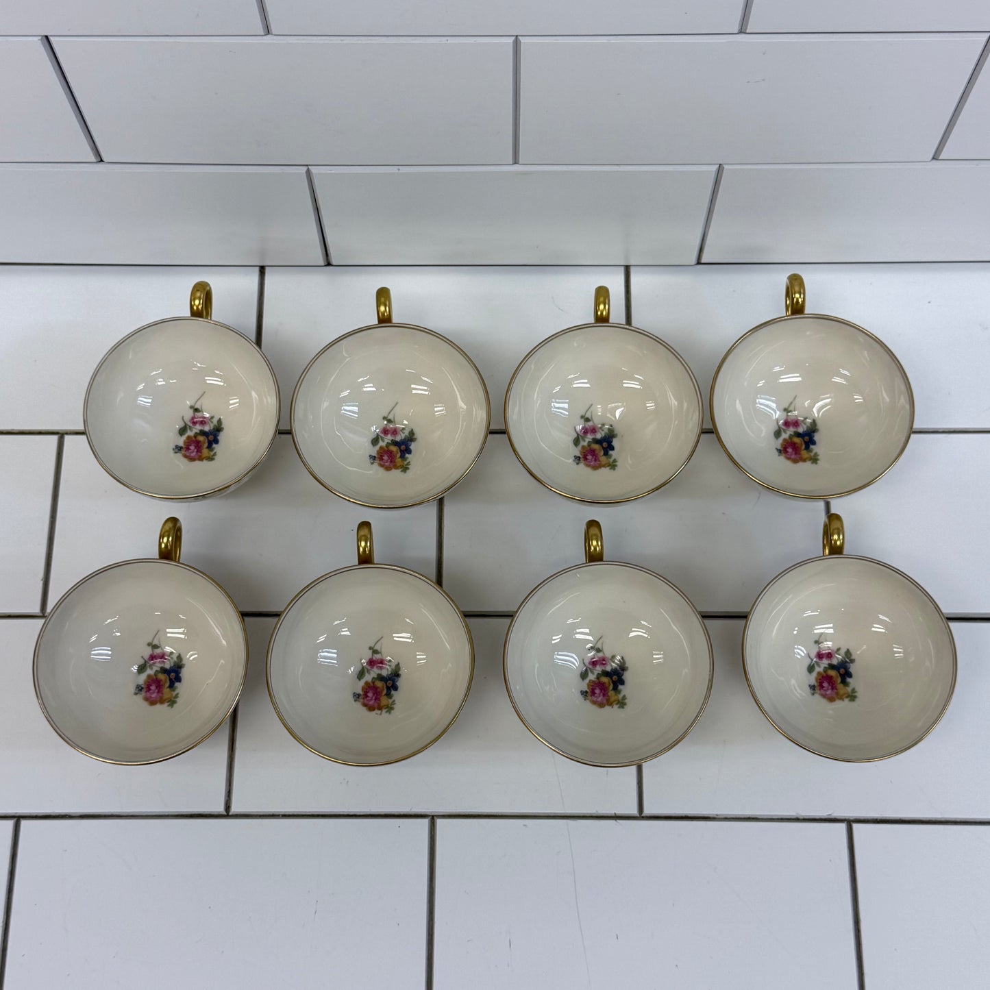 Bohemia Royal Ivory Teacup & Saucer Set of 8 Vintage 1930s
