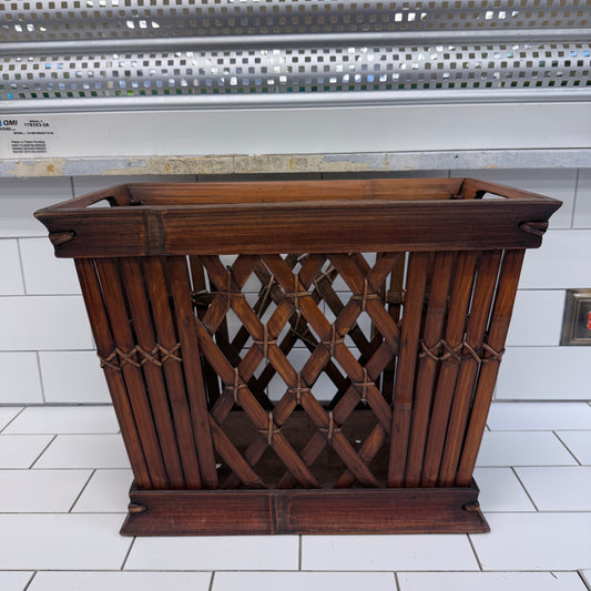 Lattice Bamboo Rattan Magazine Rack Storage Basket Vintage