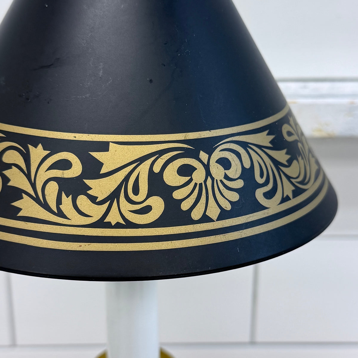 Hampton Brass Table Lamp Black Tole Shade 1990s