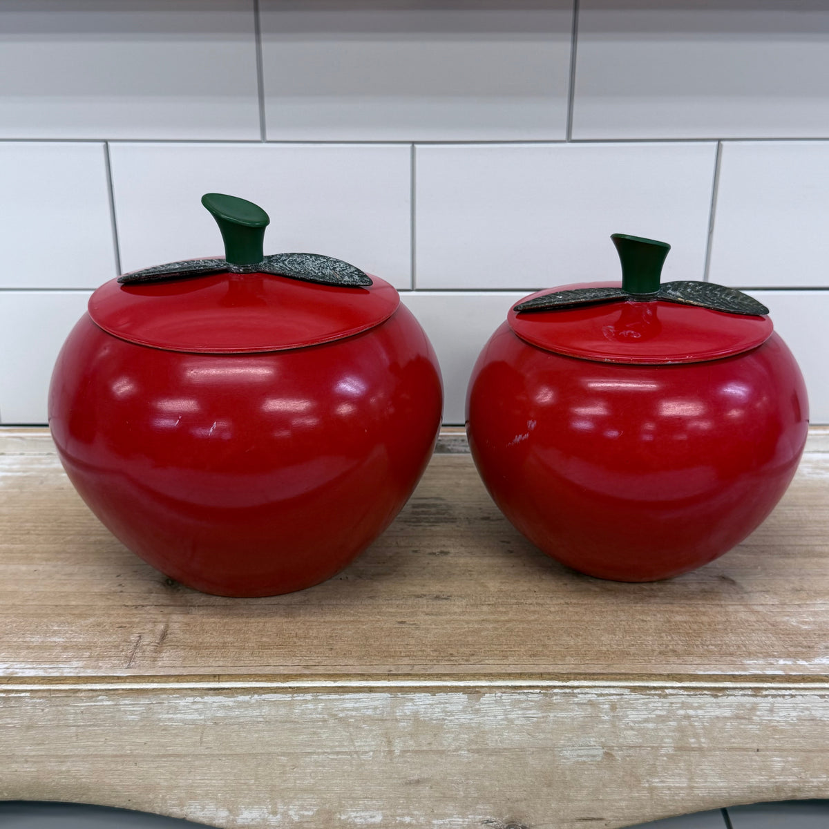 Chrom-Ever Red Apple Aluminum Canisters Set 1960s