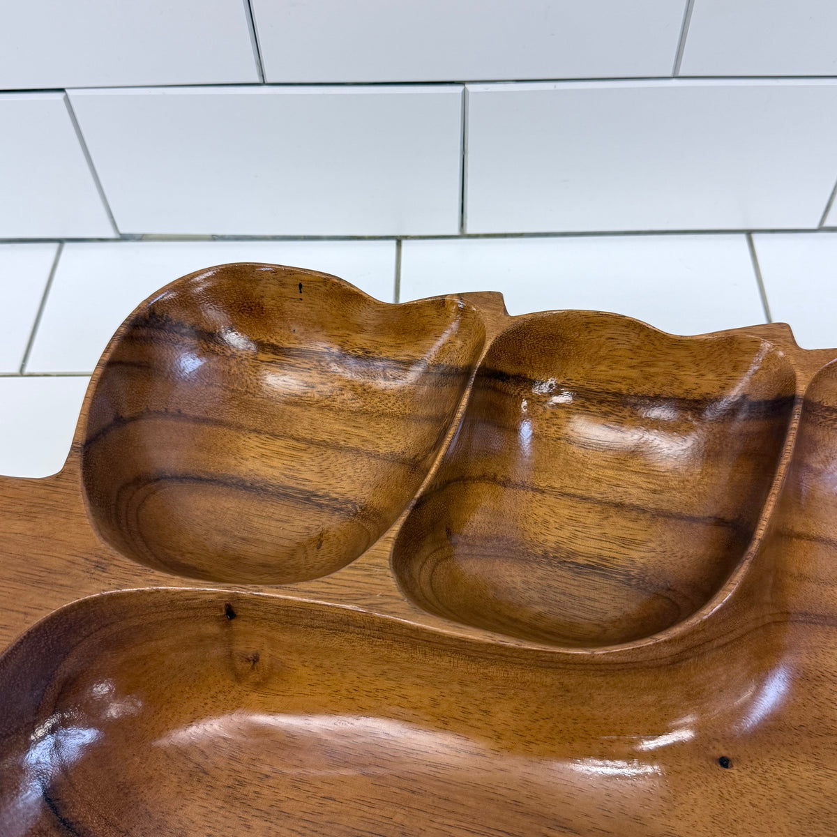 Monkey Pod Wood Divided Serving Tray