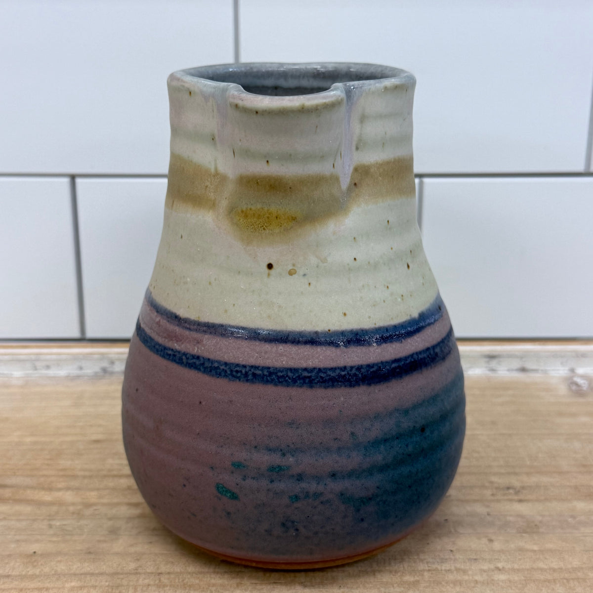 Holloman Signed Studio Pottery Stoneware Pitcher 1980s