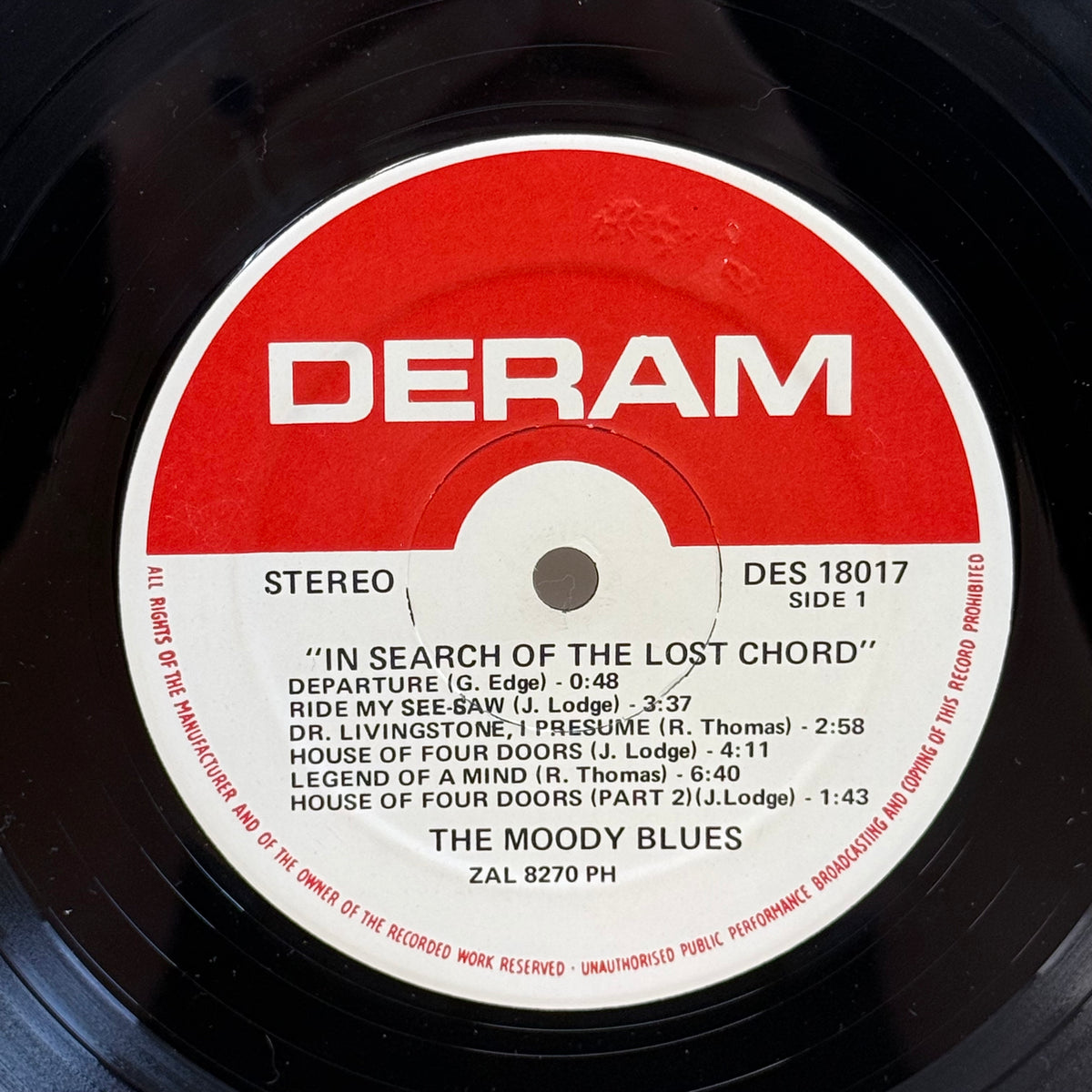 The Moody Blues In Search of the Lost Chord Vinyl Record, 1968 - DES 18017