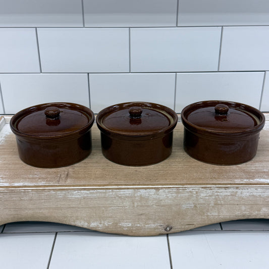 Pearson’s Chesterfield Lidded Stoneware Crocks Set of 3