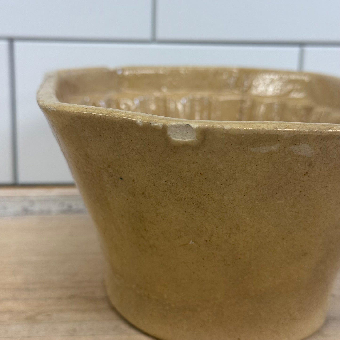 Yellow Ware Ear of Corn Food Mold Stoneware Dish Antique c. 1910s