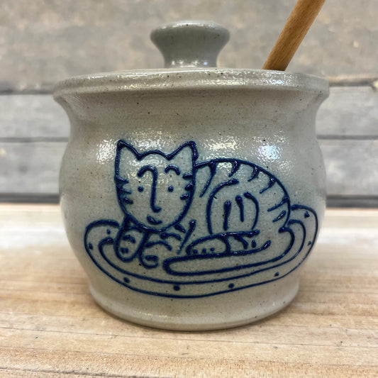 Eldreth Style Cat Salt Glazed Jar