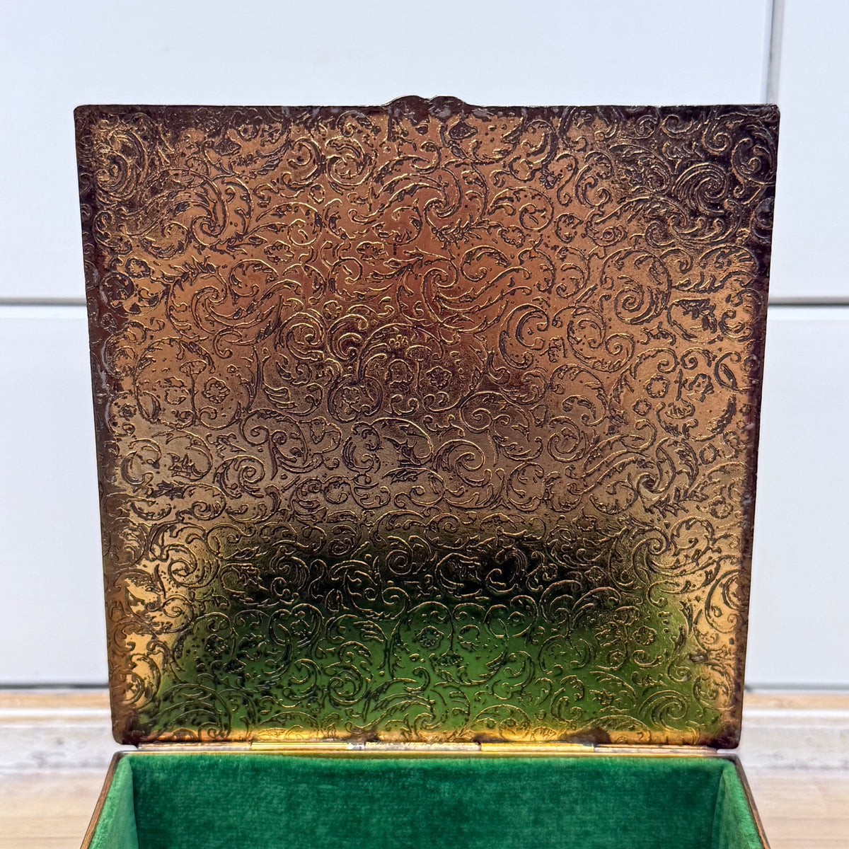 Vintage Degas Ballerina Jewelry Box Green Velvet Lined