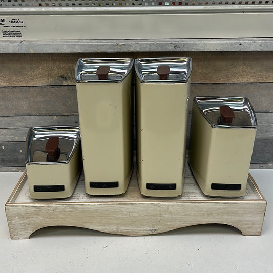 Vintage Metal Pantry Canisters, 1970s