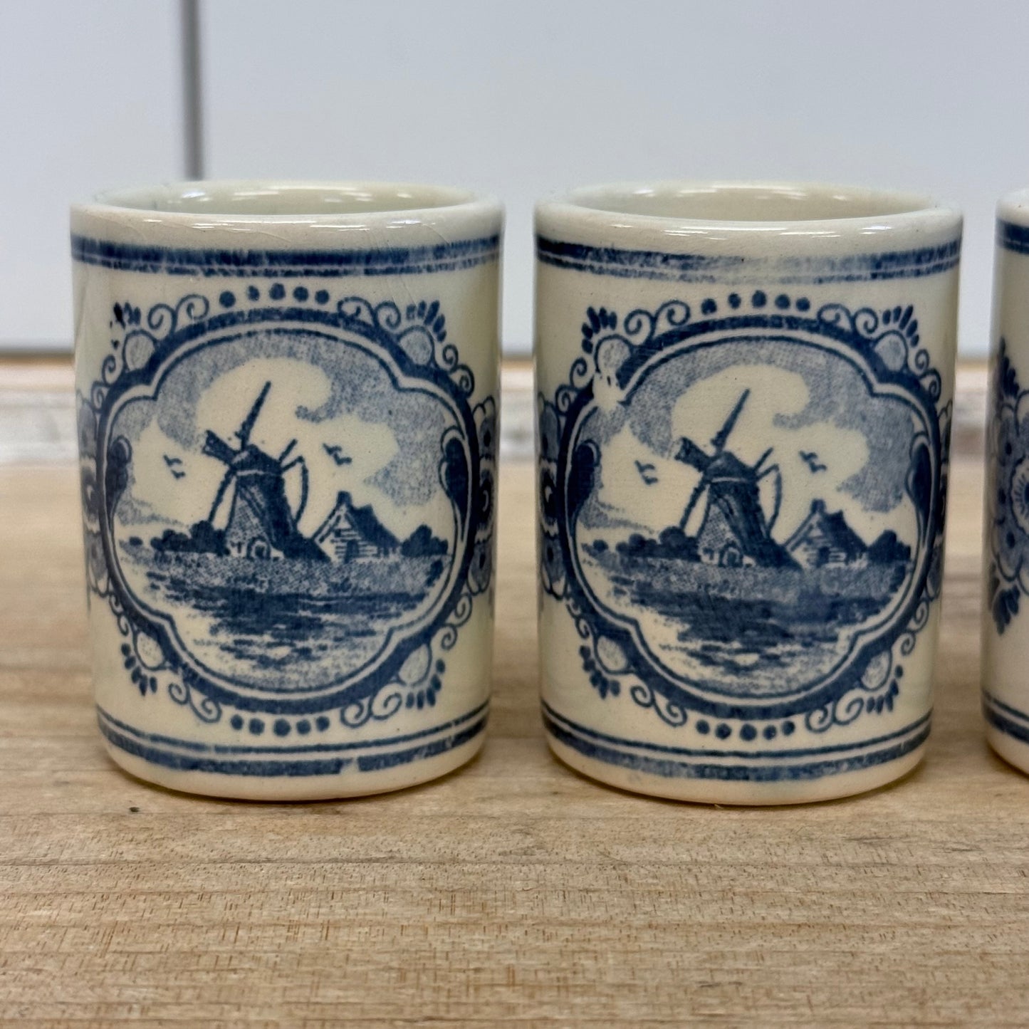 Delft Holland Windmill Shot Glasses Set of 4 Vintage 1960s–70s